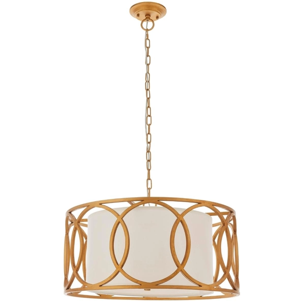 Okrągła lampa wisząca L&-191921 Light& abażurowa biała złota