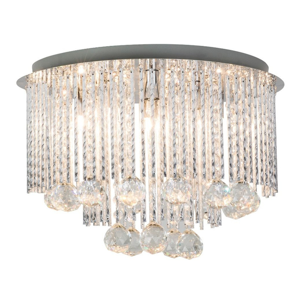 Okrągła lampa natynkowa Sitano crystal glamour do sypialni chrom