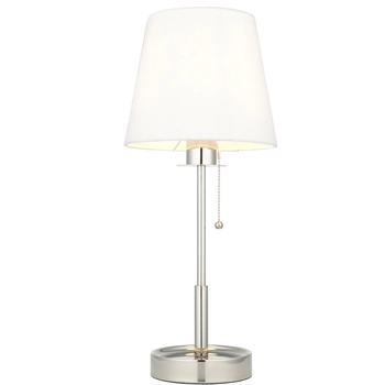 Abażurowa lampa stołowa L&-199596 Light& z włącznikiem biała nikiel