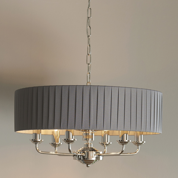 Lampa zwis Highclere 94397 Endon z plisowanym abażurem szara nikiel