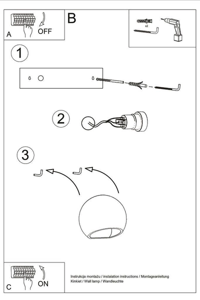 Kinkiet LAMPA ścienna SL.0032 przyścienna OPRAWA ceramiczna kula ball biała