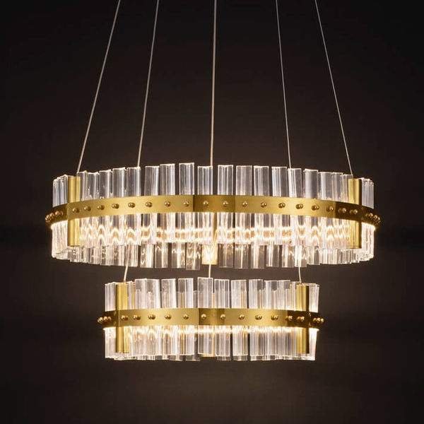 Podwójna lampa wisząca MAYO LE44226 LED 67W 3500K kryształowa złota