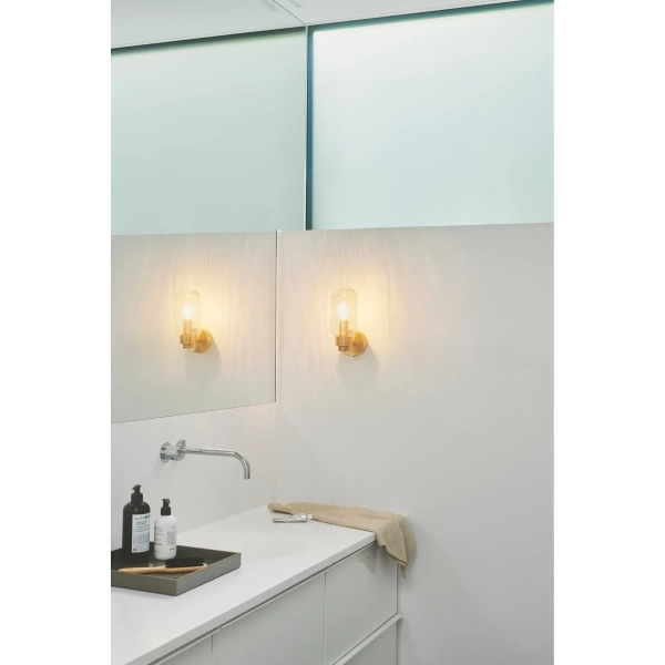 Szklana lampa ścienna Tutan 2310551035 do łazienki IP44 mosiądz