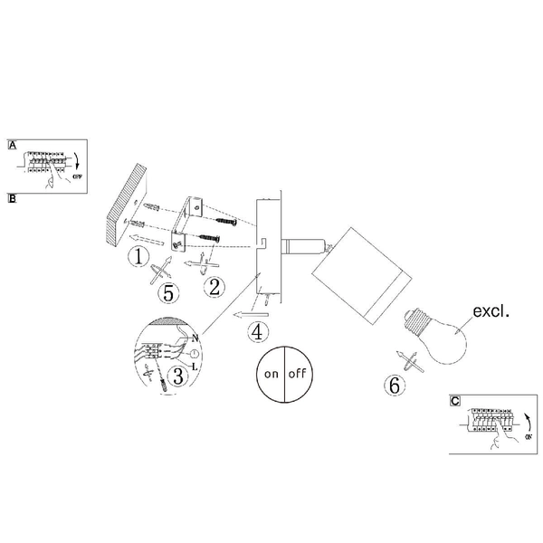 Ścienna lampa regulowana Joseba 54032-1B do czytania czarna