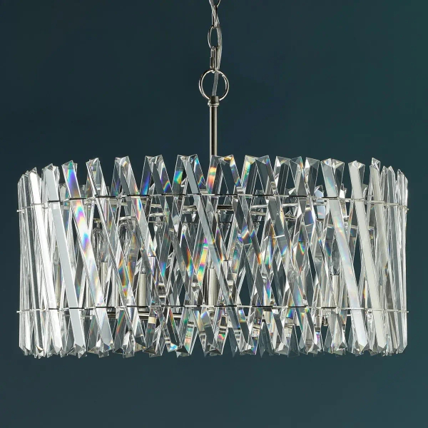 Kryształowa wisząca lampa Entwine ENT0838 do salonu glamour nikiel