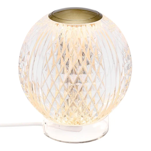 Szklana stołowa lampa Marni QN-MARNI-TL-S-NBR LED 12W 3000K kula mosiądz