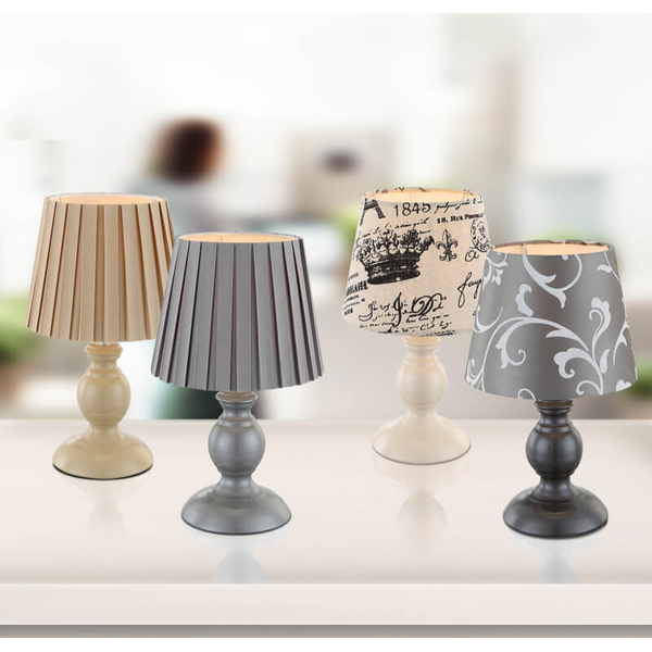 Klasyczna LAMPA stołowa METALIC 21690 Globo abażurowa LAMPA nocna beżowa