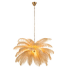Nowoczesna lampa wisząca EMU ST-DN127 beige pióra beżowy złoty