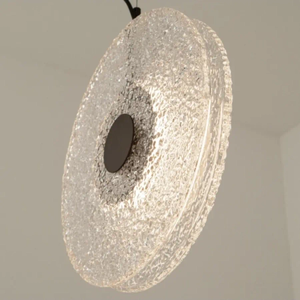 Szklana lampa zwisająca nad wyspę 23073 LED 8W 3000K dysk czarny