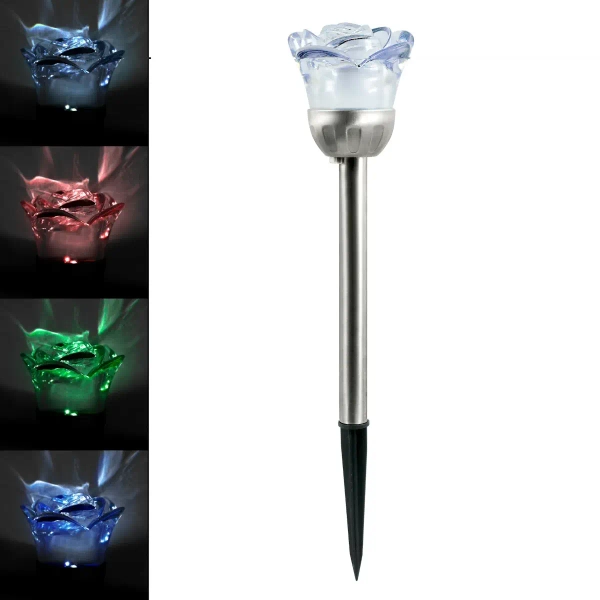Solarna lampa wtykana ROSE 312198 RGB dekoracyjna srebrna