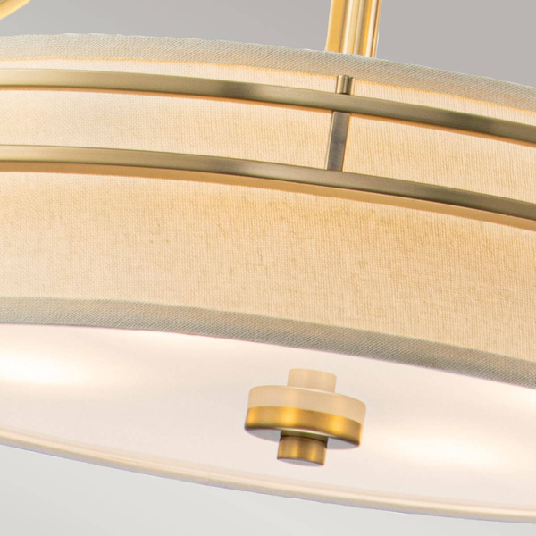 Lampa wisząca łańcuchowa Gotham QZ-GOTHAM-P-BB Quoizel tkaninowy abażur mosiądz