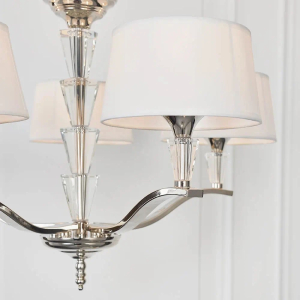 Lampa wisząca z abażurkami Fiennes FIENNES-5NI na łańcuchu chrom biały