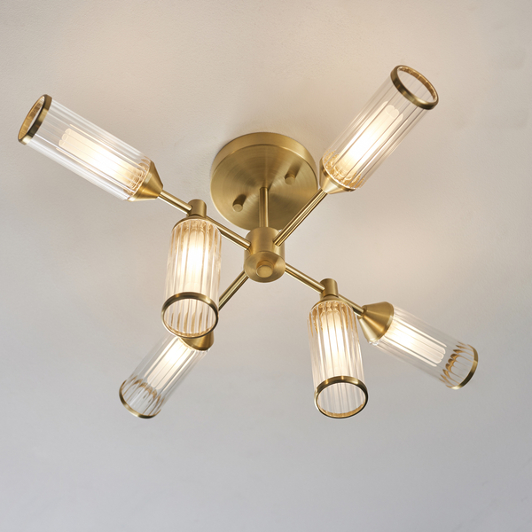 Sufitowa lampa L&-192213 Light& tuby szklane plisowane mosiądz