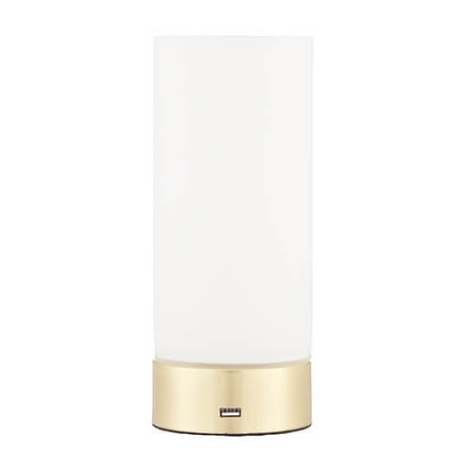 Stołowa lampa tuba Dara 69520 USB ściemnialna mosiądz biały