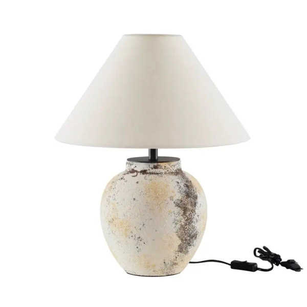 Ceramiczna lampa stołowa BELUNCA LE45282 do sypialni biały beżowy