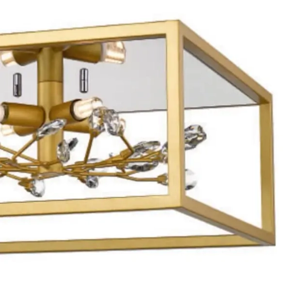 Szklana lampa przysufitowa Spring C0578-04A-B5V7 Zumaline kryształki złote