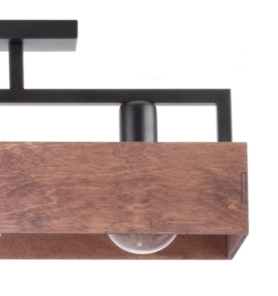 Sufitowa lampa Dakota drewniana belka rustykalna do pokoju czarna