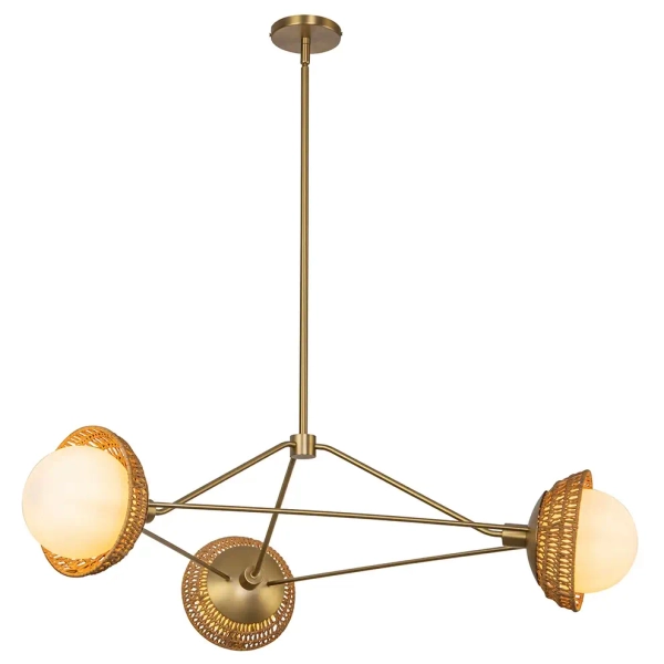 Ekologiczny żyrandol Perth ALM-PERTH3-GD do jadalni rattan złoty