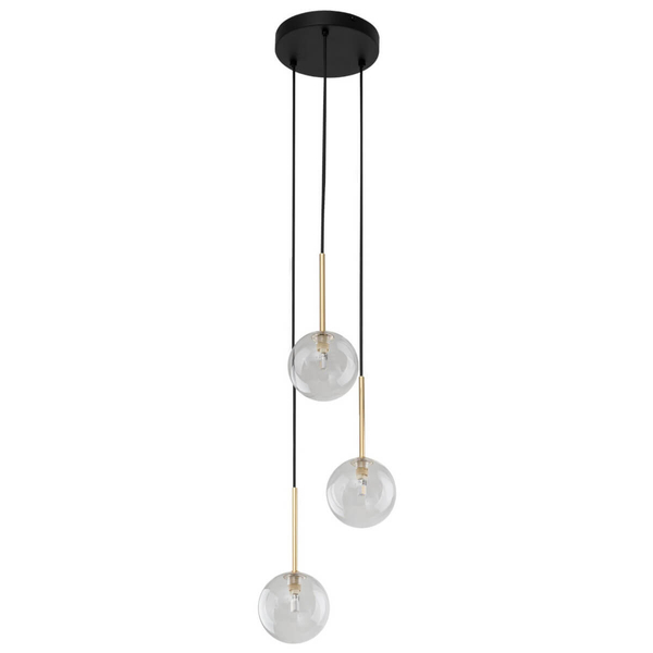 Zwisająca lampa do salonu Nilos 5942 bańka przezroczysta złota