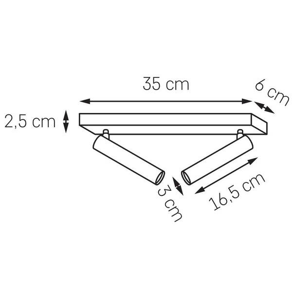 Plafon LAMPA sufitowa ROLL 50703201 Kaspa regulowana OPRAWA metalowa LED 8W 3000K tuby białe