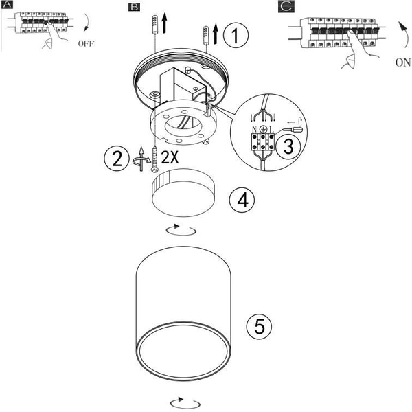 LAMPA sufitowa stropowa ALCALA 32063A Globo tuba OPRAWA zewnętrzna outdoor IP44 antracyt przezroczysta