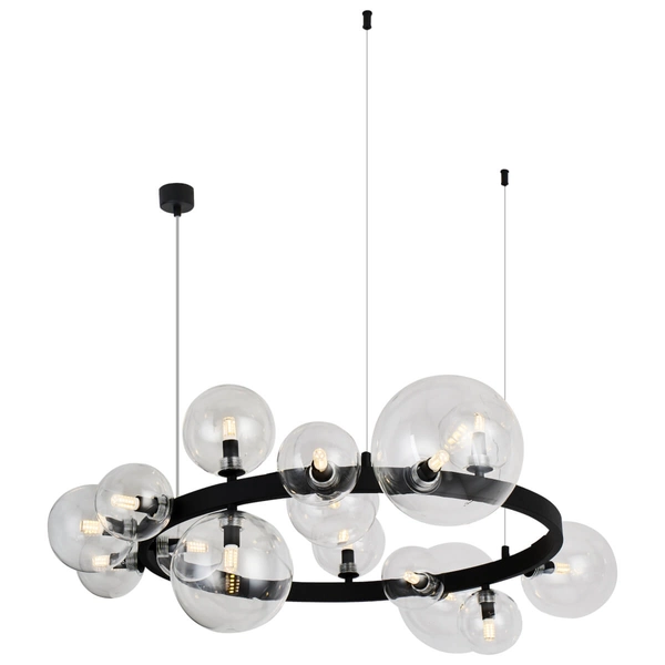 Lampa wisząca do salonu BUBBLES AZ5875+AZ5878 metalowa czarna przezroczysta