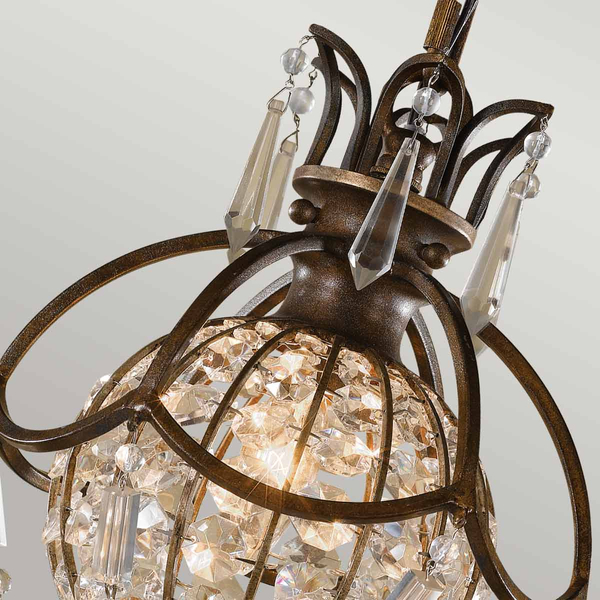 Pałacowa lampa wisząca Bellini FE-BELLINI-P Feiss kryształowa metalowa brązowa