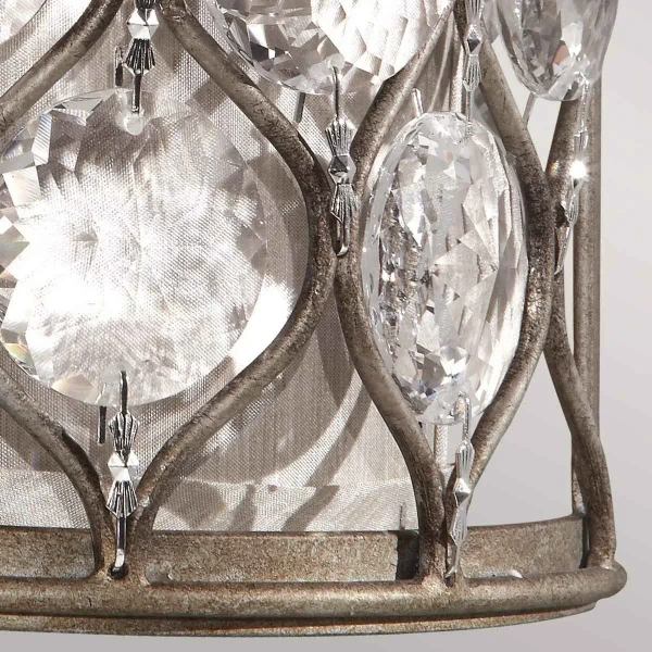 Antyczna LAMPA kinkiet Lucia FE-LUCIA1 Elstead FEISS okrągła OPRAWA metalowa ścienna glamour srebrna