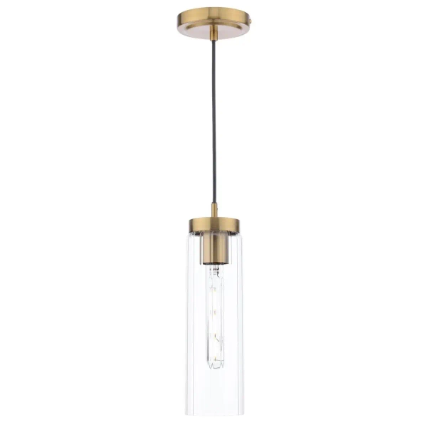 Wisząca lampa vintage Jodelle JOD0163 szklana tuba polerowany brąz