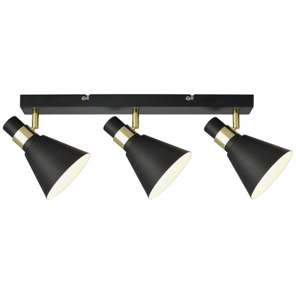 LAMPA sufitowa BIAGIO MB-H16079M-3 Italux metalowa OPRAWA reflektorki plafon na listwie hygge czarne złote