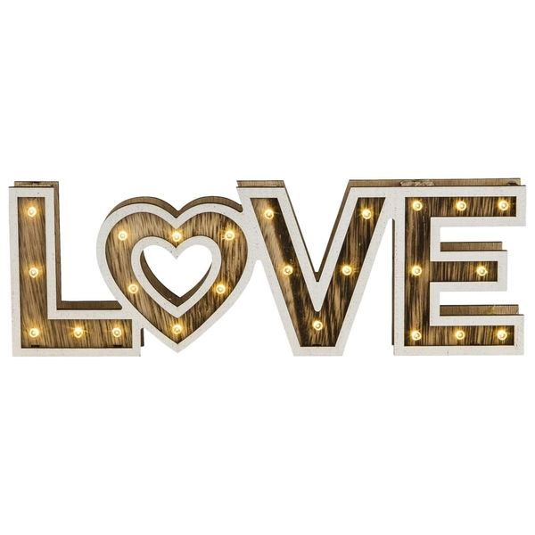 Stojąca lampa dekoracyjna Love LED 1,44W do salonu drewniana