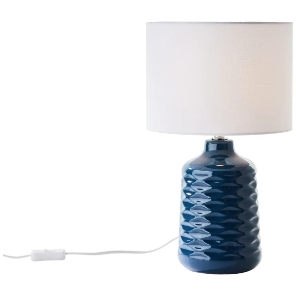 Stołowa lampka do sypialni Ilysa 94569/73 z abażurem biała niebieska