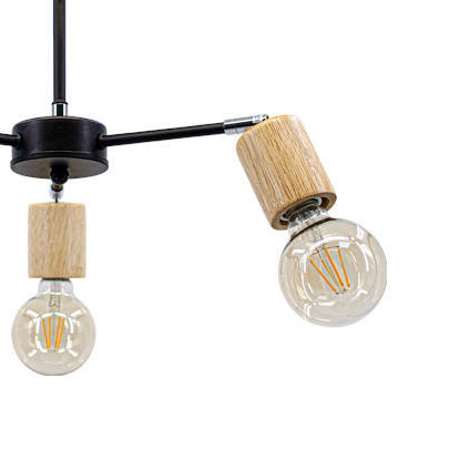 Regulowana LAMPA sufitowa 1981/3 BL JD Elem loftowa OPRAWA drewniane reflektorki czarne drewno