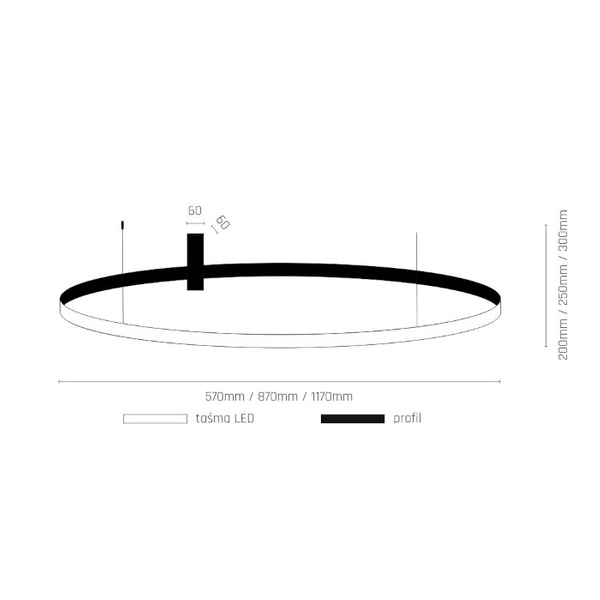 Plafon lampa nowoczesna Agari 1330 LED 38W 3000K czarna do pokoju