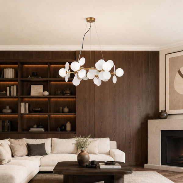 Wisząca lampa CHIC biała złota ST-DL-2969P-9 9xG9 5W kulista