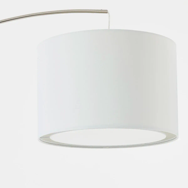 Stojąca lampa abażurowa Clarie 13258/05 łukowa chrom biała
