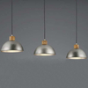 Wisząca LAMPA industrialna DELHI 303400367 Trio loftowa OPRAWA kopuły ZWIS drewniana belka nikiel brązowa