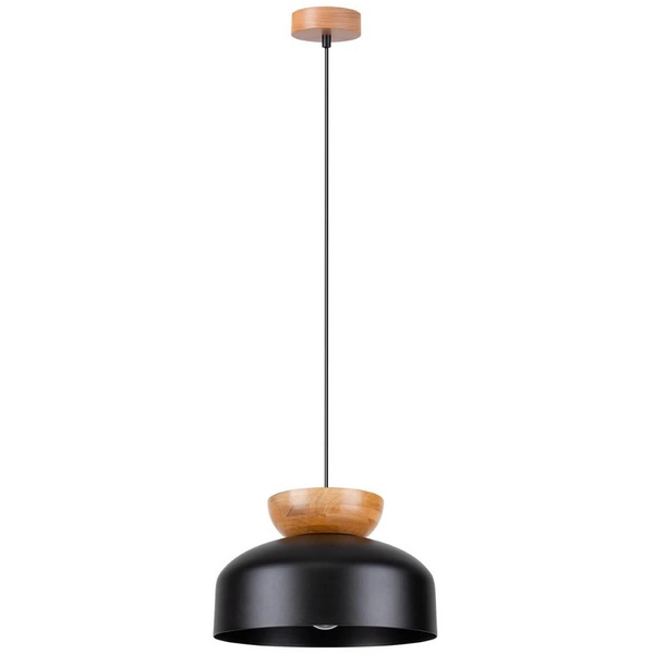 Wisząca lampa do salonu Marion SL.1351 półokrągła drewniana czarna