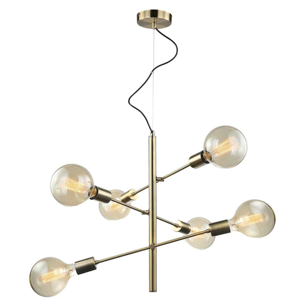 LAMPA wisząca MADALYN MDM3582/6 AB Italux sticks OPRAWA industrialna ZWIS żarówki bulbs loft antyczny brąz