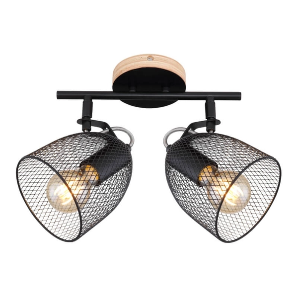 Sufitowa lampa kierunkowa Josina 54034-2 czarna drewno