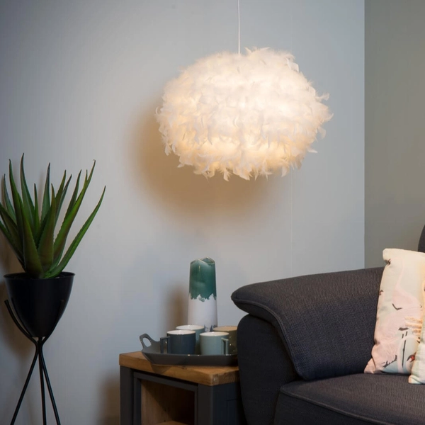 Lampa wisząca GOOSY 71367/50/31 Lucide pióra puch zwis biała
