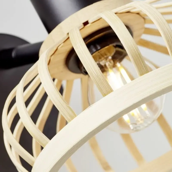 Bambusowy kinkiet ścienny Norah 99737/76 do salonu beżowy czarny