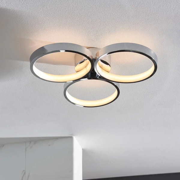 Sufitowa lampa do salonu Radius 96473 LED 30W 3000K ringi chrom biały