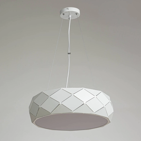 LAMPA wisząca REUS LP-8069/1P WH Light Prestige geometryczna OPRAWA okrągła zwis metalowy biały