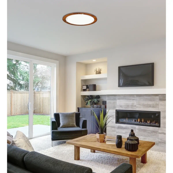 Okrągła lampa natynkowa 13-32266 plafoniera drewniana do sypialni