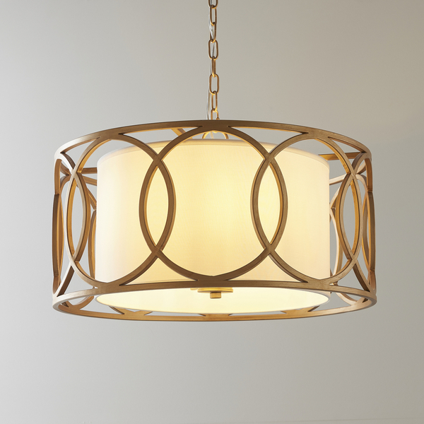 Okrągła lampa wisząca L&-191921 Light& abażurowa biała złota