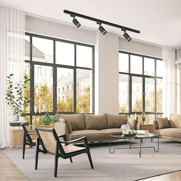 Jednofazowa lampa szynowa Pipe Ring Track ML2065 tubka cylinder czarny