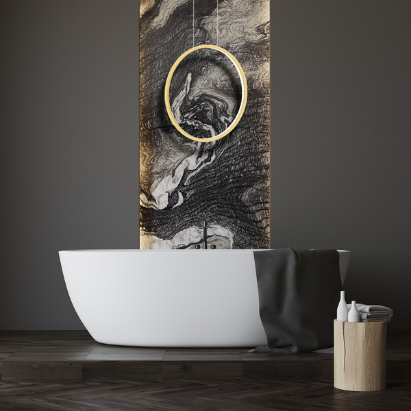 Lampa wisząca do salonu Saturno ML8855 Milagro LED 28W 4000K pierścień IP44 złoty