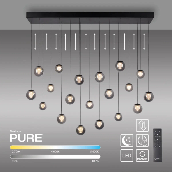 Molekułowa lampa wisząca E-POPUP czarna szara 2589-15 19x3W 2200-5000K