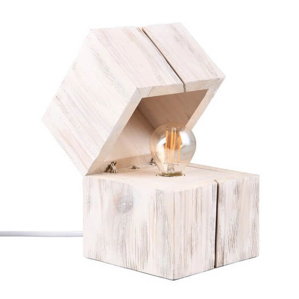 Sypialniana lampa stołowa Treasure 514110101 drewno biała